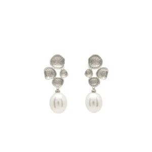 Pendientes Perlas | LINEARGENT Pendientes perla colgante diseño seta con perla
