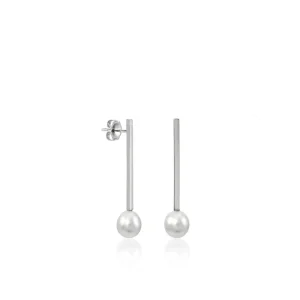 Pendientes Perlas | LINEARGENT Pendientes perla de plata estilo minimalista