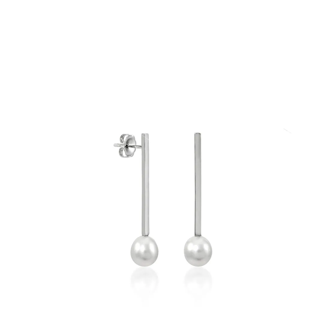 Pendientes Perlas | LINEARGENT Pendientes perla de plata estilo minimalista