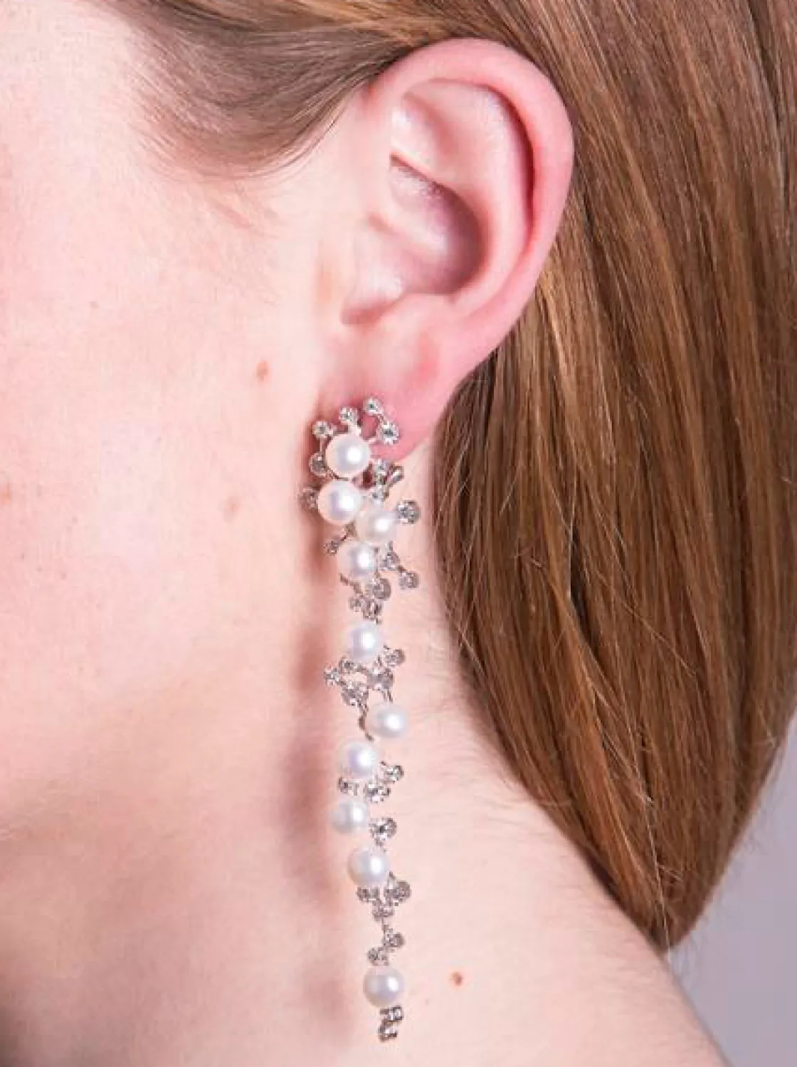 Pendientes Perlas | LINEARGENT Pendientes perla diseño largo de novia con circonitas