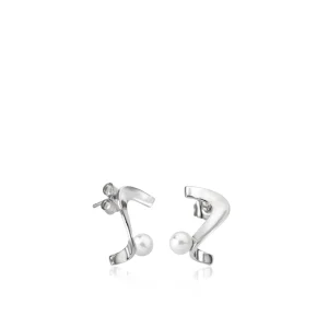 Pendientes Perlas | LINEARGENT Pendientes perla diseño serpentina con una perla