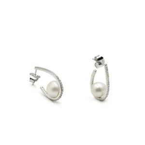 Pendientes Perlas | LINEARGENT Pendientes perlas de plata con diseño abierto elegante