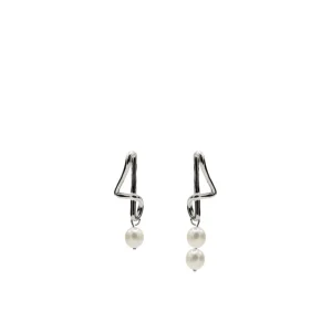 Pendientes Perlas | LINEARGENT Pendientes perlas de plata con diseño geomérico