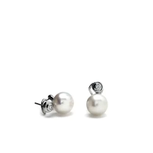 Pendientes Perlas | Pendientes Pequeños | LINEARGENT Pendientes perlas detalle circular formado por una circonita