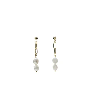 Pendientes Largos | Pendientes Perlas | LINEARGENT Pendientes perlas diseño cadena estilo paper clip