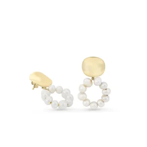 Pendientes Perlas | LINEARGENT Pendientes perlas diseño circular con botón dorado
