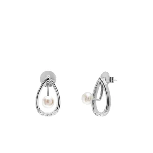 Pendientes Perlas | LINEARGENT Pendientes perlas diseño de lágrima con detalle de circonitas