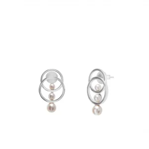 Pendientes Perlas | LINEARGENT Pendientes perlas diseño doble motivo circular intercalado
