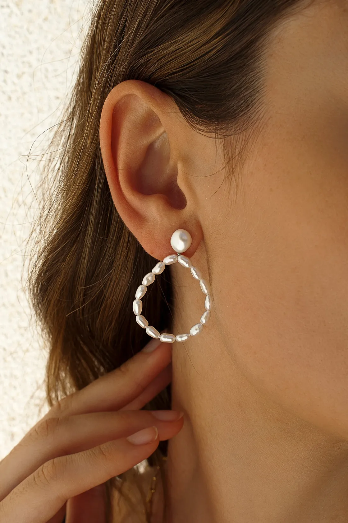 Pendientes Perlas | LINEARGENT Pendientes perlas estilo aro en forma de pera
