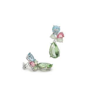 Pendientes De Piedras De Colores | LINEARGENT Pendientes piedras de colores con cuarzos adamantinos en tonos primaverales
