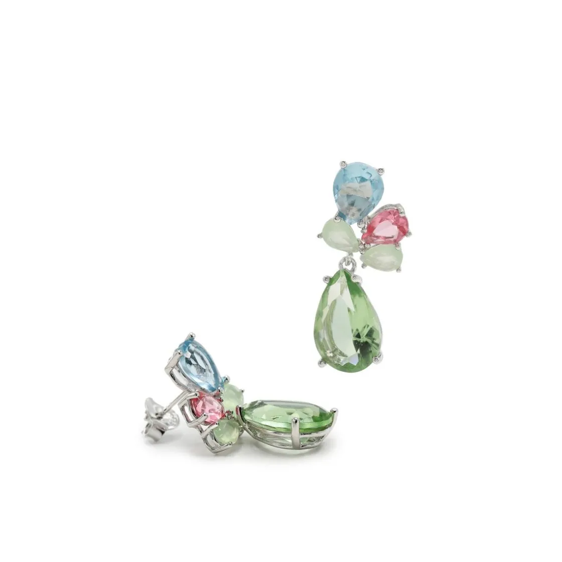 Pendientes De Piedras De Colores | LINEARGENT Pendientes piedras de colores con cuarzos adamantinos en tonos primaverales