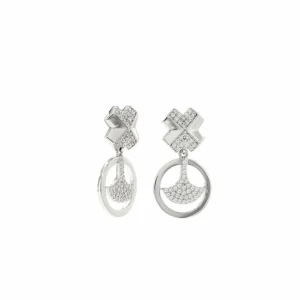 Pendientes Largos | LINEARGENT Pendientes plata y circonitas móviles con motivo de circulo