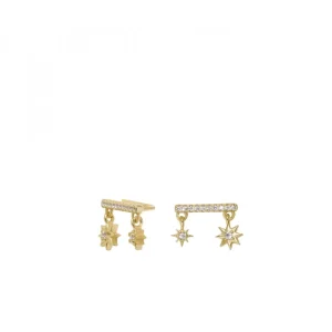 Pendientes Pequeños | LINEARGENT Pendientes trepadores de plata con colgantes estrella
