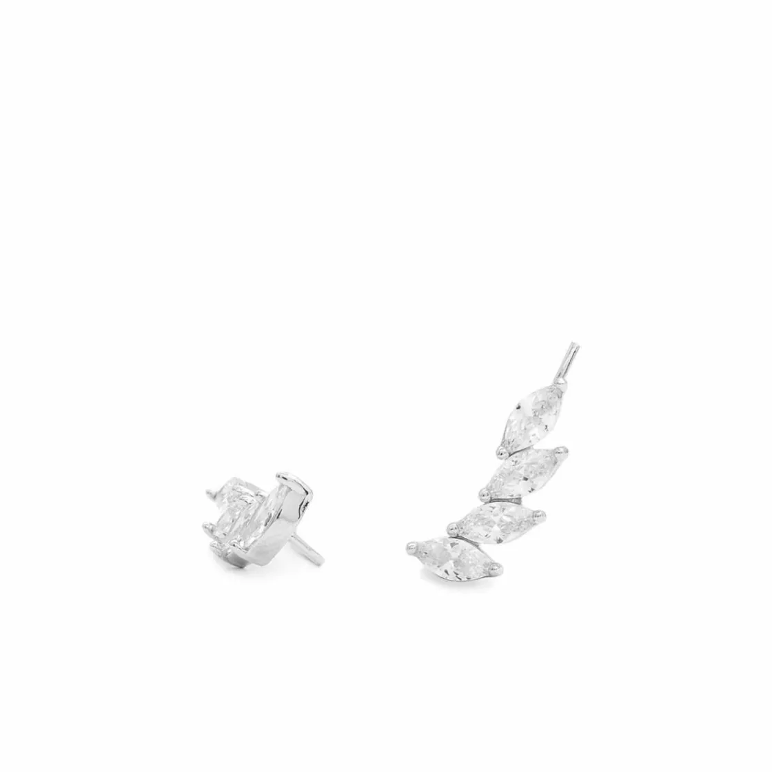 Pendientes Trepadores | LINEARGENT Pendientes trepadores de plata con cuatro circonitas en diseño de rombo
