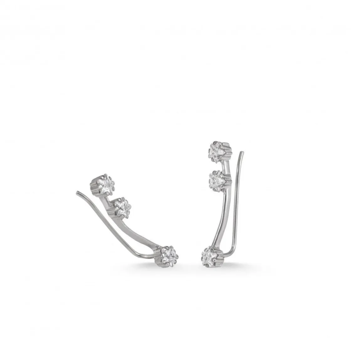 Pendientes Trepadores | LINEARGENT Pendientes trepadores de plata con motivo de circonitas talla estrella laterales