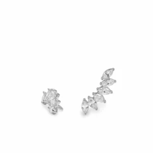 Pendientes Trepadores | LINEARGENT Pendientes trepadores de plata con seis circonitas talla marquesa modelo ovalado