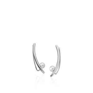 Pendientes Perlas | LINEARGENT Pendientes trepadores de plata con una perla