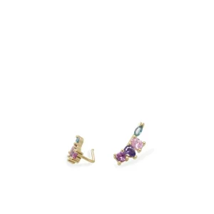 Pendientes Trepadores | LINEARGENT Pendientes trepadores de plata diseño multicolor lila verde púrpura y rosa
