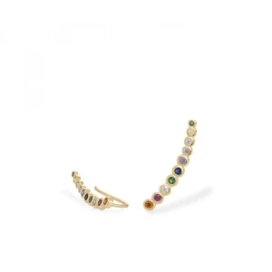 Pendientes Trepadores | Pendientes De Piedras De Colores | LINEARGENT Pendientes trepadores diseño arco multicolor de circonitas