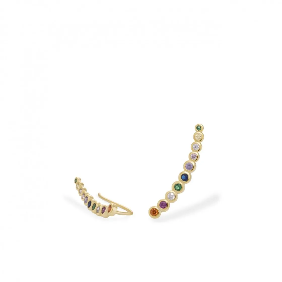 Pendientes Trepadores | Pendientes De Piedras De Colores | LINEARGENT Pendientes trepadores diseño arco multicolor de circonitas