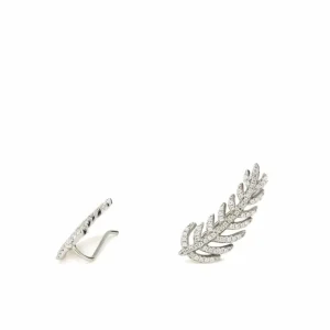 Pendientes Trepadores | LINEARGENT Pendientes trepadores diseño hoja con circonitas