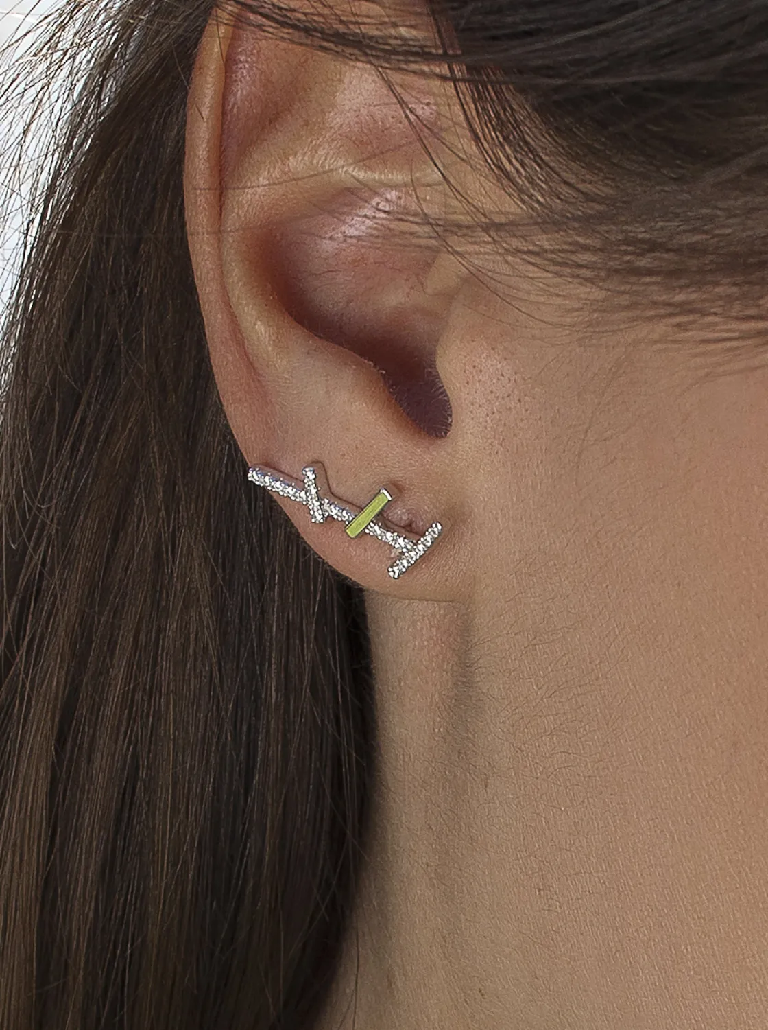 Pendientes Trepadores | LINEARGENT Pendientes trepadores diseño minimalista con circonitas