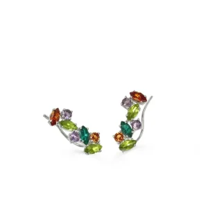 Pendientes Trepadores | LINEARGENT Pendientes trepadores en plata diseño piedras tono verde oscuro y lavanda