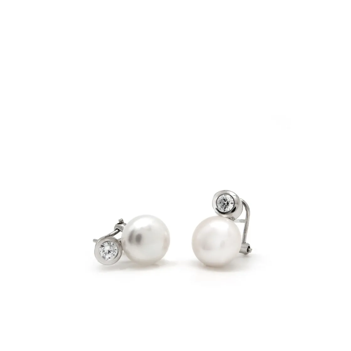 Pendientes Perlas | Pendientes Pequeños | LINEARGENT Pendientes tu y yo con perla diseño detalle de media luna