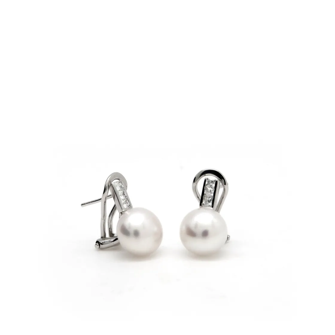 Pendientes Perlas | Pendientes Pequeños | LINEARGENT Pendientes tu y yo con perla y detalle lineal de circonitas