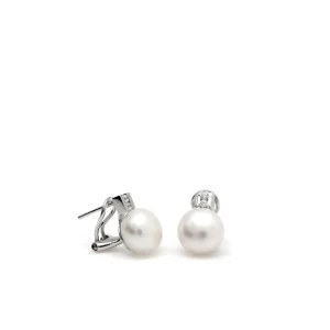 Pendientes Perlas | Pendientes Pequeños | LINEARGENT Pendientes tu y yo con perla y motivo de circonita
