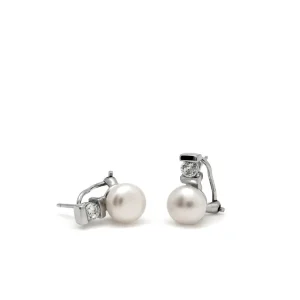 Pendientes Perlas | LINEARGENT Pendientes tu y yo diseño perla y cuarzo adamantino
