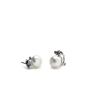 Pendientes Perlas | Pendientes Pequeños | LINEARGENT Pendientes tu y yo plata con perla y detalle ovalado