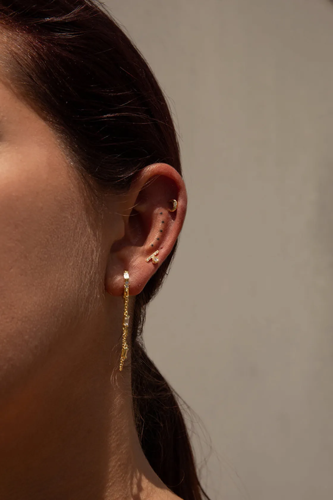Segundo Pendiente | LINEARGENT Piercing con colgante de plata diseño cadenas