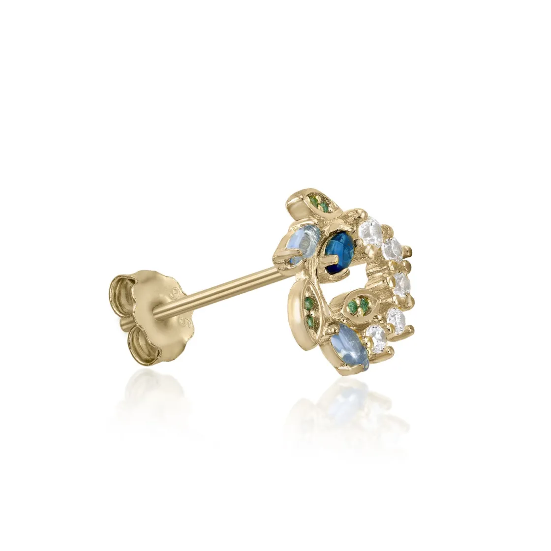 Segundo Pendiente | LINEARGENT Piercing con piedras de colores diseño floral