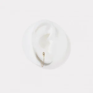 Segundo Pendiente | LINEARGENT Piercing de plata bañada en oro diseño cadena