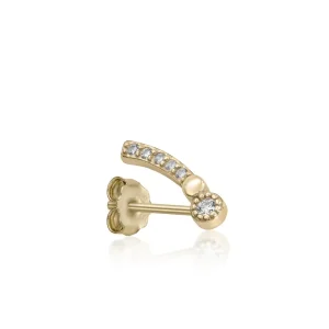 Segundo Pendiente | LINEARGENT Piercing de plata baño dorado con circonitas estilo trepador