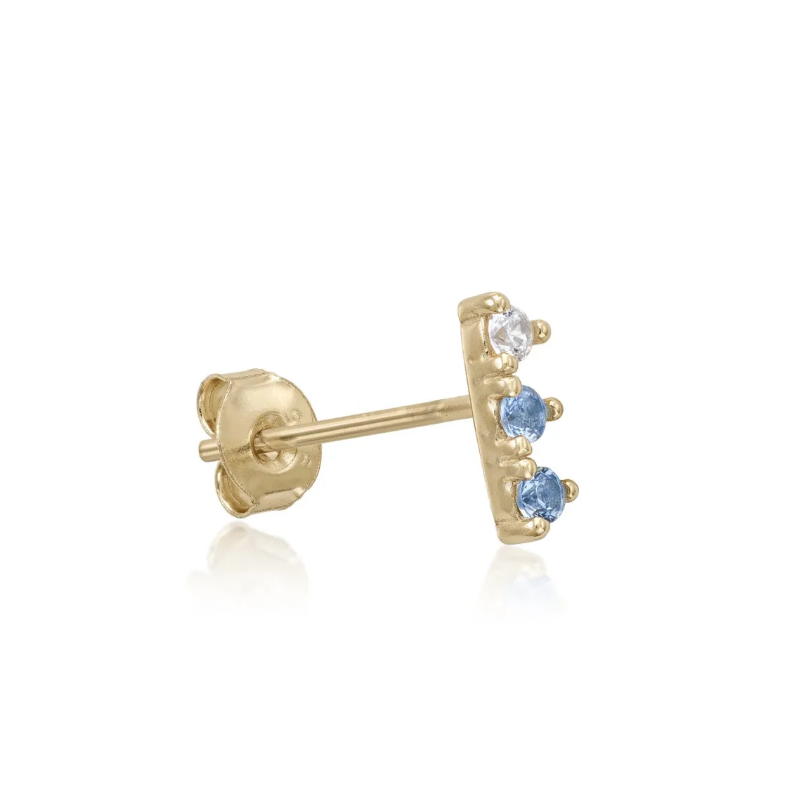 Segundo Pendiente | LINEARGENT Piercing de plata baño dorado diseño 3 circonitas