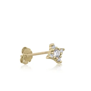 Segundo Pendiente | LINEARGENT Piercing de plata baño dorado diseño destello con circonitas