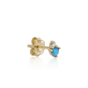 Segundo Pendiente | LINEARGENT Piercing de plata baño dorado diseño mini ópalo y circonita