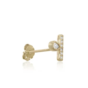 Segundo Pendiente | LINEARGENT Piercing de plata baño dorado estilo minimalista con circonitas