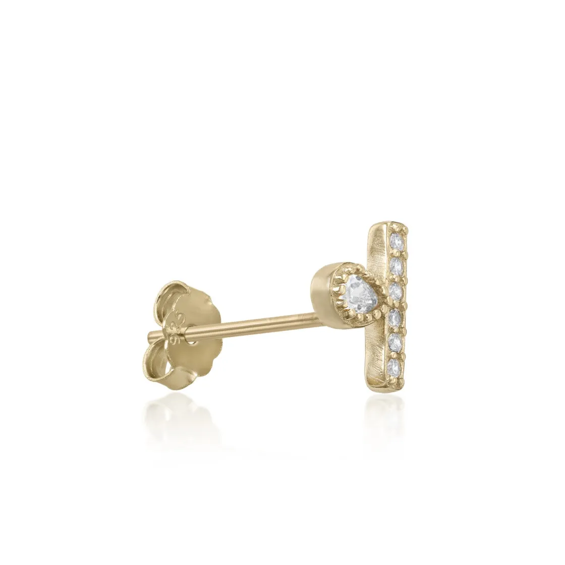 Segundo Pendiente | LINEARGENT Piercing de plata baño dorado estilo minimalista con circonitas
