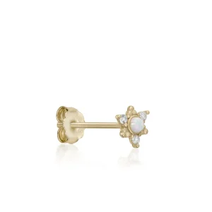 Segundo Pendiente | LINEARGENT Piercing de plata con circonitas y piedras semipreciosas