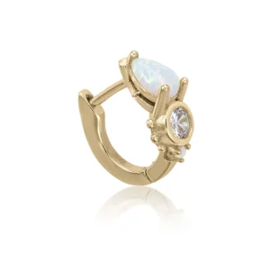 Segundo Pendiente | LINEARGENT Piercing de plata con motivo lagrimal de nácar y circonitas