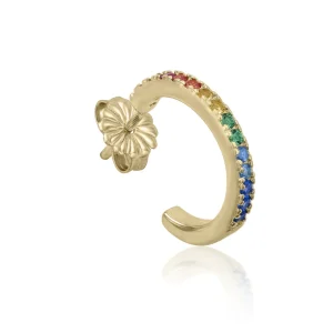 Segundo Pendiente | LINEARGENT Piercing diseño aro de plata con piedras multicolor