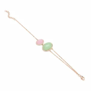 Pulseras Con Piedras | LINEARGENT Pulsera bubble de plata y facetado de tonos verde y rosa pastel