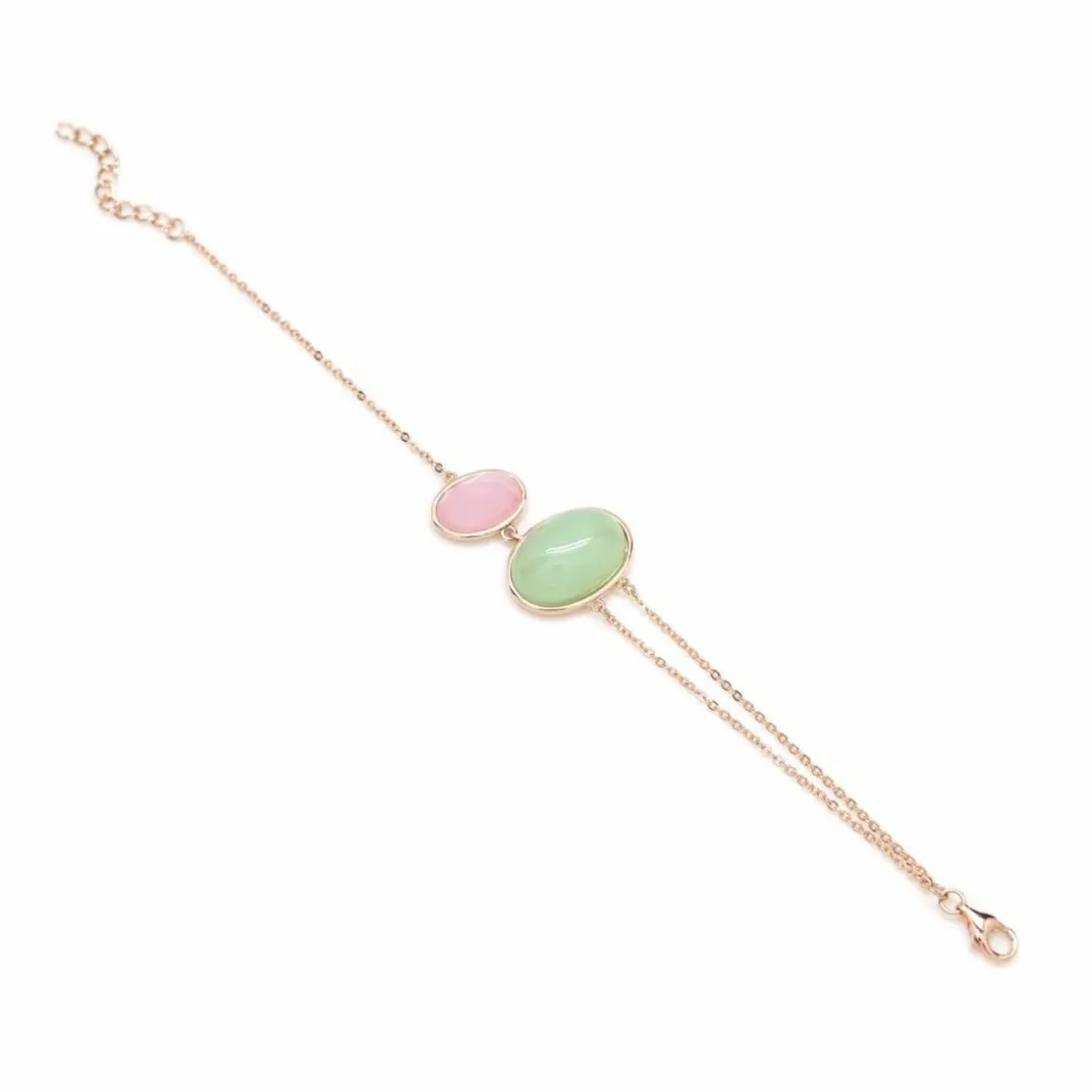 Pulseras Con Piedras | LINEARGENT Pulsera bubble de plata y facetado de tonos verde y rosa pastel