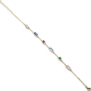 Pulseras Con Piedras | LINEARGENT Pulsera con gemas multicolor de diversas formas