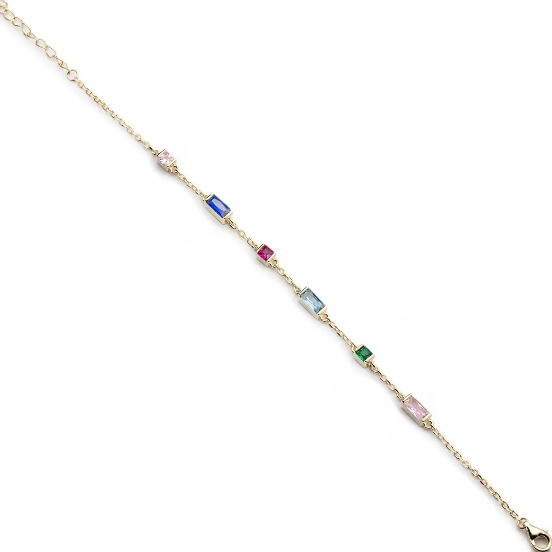 Pulseras Con Piedras | LINEARGENT Pulsera con gemas multicolor de diversas formas
