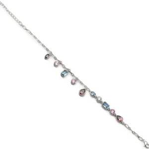 Pulseras Con Colgantes | Pulseras Con Piedras | LINEARGENT Pulsera con piedras colgantes en tonos románticos