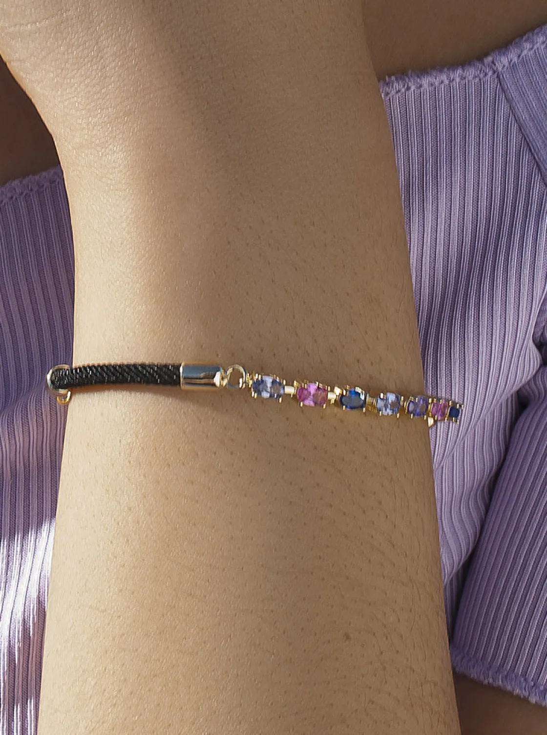 Pulseras Con Piedras | LINEARGENT Pulsera con piedras de colores centrales y cordon.